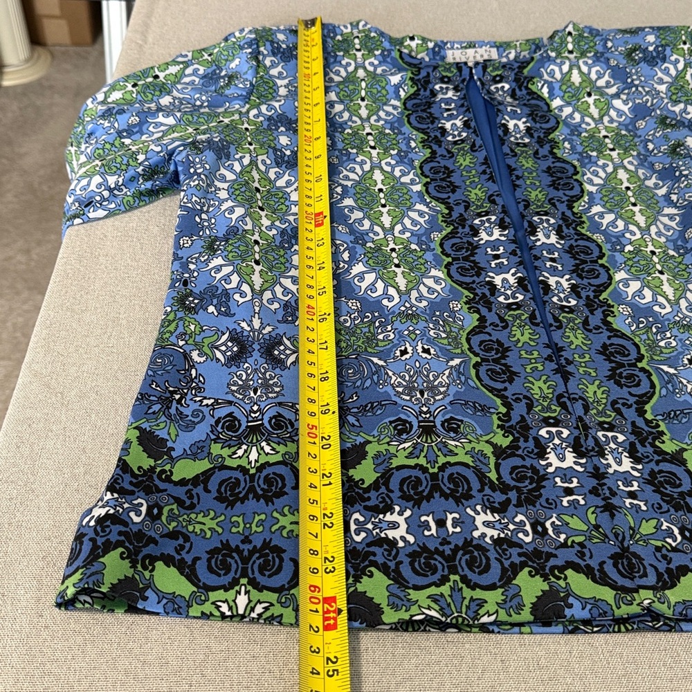 Joan Rivers Vintage Scroll Jersey Knit Blue and Green Floral Jacket SZM. - Picture 10 of 14